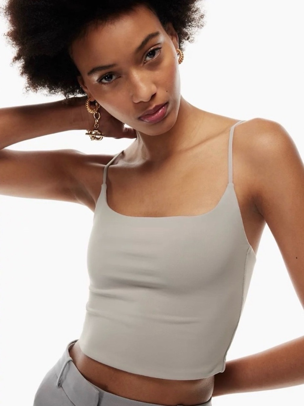 Aritzia Babaton White Cropped Cami Tank Top